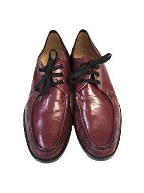 VTG Al-Bert Burgundy Leather Split-Toe Derby Shoes Italy Preppy Classic Academia